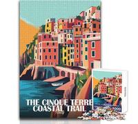 Puzzle da 1000 pezzi per adolescenti, Cinque Terre, sentiero costiero, Italia, poster, gioco educativo per famiglie, regalo di compleanno, opera d'arte, dimensioni 38x26cm