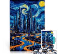 Puzzle da 1000 pezzi per adolescenti Città delle Stelle della Notte Giochi educativi con pezzi completamente interconnessi di forma casuale 75x50cm