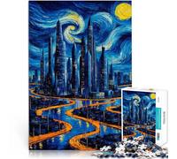 Puzzle da 1000 pezzi per adolescenti Città delle Stelle della Notte Gioco pratico con pezzi completamente interconnessi di forma casuale 38x26cm