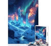 Puzzle da 1000 pezzi per adolescenti Città di ghiaccio futuristica sotto il cielo dell'aurora Giocattolo educativo Regali di Babbo Natale segreto Gioco rompicapo Aiuta il cervello a esercitare 38x26cm