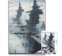 Puzzle da 1000 pezzi per adolescenti, città futuristica tra le nuvole, bellissimo gioco di design, difficile, duro, opera d'arte, regalo, dimensioni 50x75cm