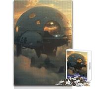 Puzzle da 1000 pezzi per adolescenti Città galleggiante tra le nuvole Bellissimo gioco di design Regalo di compleanno Opera d'arte Dimensioni 50x75cm