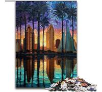 Puzzle da 1000 pezzi per adolescenti, città in vetro colorato, antistress con pezzi completamente incastrati di forma casuale, per ragazzi dai 14 anni in su dimensioni 50x75cm