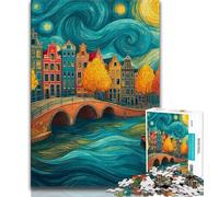 Puzzle da 1000 pezzi per adolescenti, Città sotto il cielo notturno, puzzle impegnativi e difficili, ideali come regalo per tutta la famiglia (dimensioni 75x50cm)