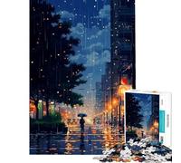 Puzzle da 1000 pezzi per adolescenti città tranquilla e piovosa pixel art sfida per l'intelligenza giocattolo avvincente giochi divertenti migliora la memoria opere d'arte regali (dimensioni 75x50cm)