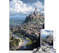 Puzzle da 1000 pezzi per adolescenti Cittadella di Skyward Mountain giochi rilassanti regalo per donne decorazione per la casa giocattolo per compleanno Natale (38x26cm)