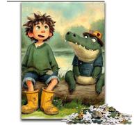 Puzzle da 1000 pezzi per adolescenti, coccodrillo e ragazzo, allena il cervello e le mani, regali di compleanno unici per ragazzi dai 14 anni in su (dimensioni 26x38cm)