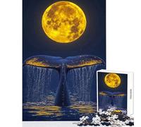 Puzzle da 1000 pezzi per adolescenti Coda di balena sotto la luna piena Giocattolo Decorazione da parete Regali di compleanno Gioco pratico con pezzi completamente interconnessi di forma casuale