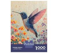 Puzzle da 1000 pezzi per adolescenti, colibrì in un campo di fiori, gioco di pensiero, allenamento della memoria, divertimento per la casa, 70 x 50 cm/1000 pezzi
