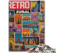 Puzzle da 1000 pezzi per adolescenti, collage di francobolli di Parigi, giocattolo educativo intellettuale decomprimente, decorazione perfetta, 26x38cm