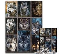 Puzzle da 1000 pezzi per adolescenti, collage di lupi, ideale come regalo per la casa, giocattolo stimolante per tutta la famiglia, perfetto per le serate di gioco, 50x75cm