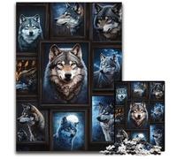 Puzzle da 1000 pezzi per adolescenti, collage di lupi, ideale come regalo per la casa, giocattolo stimolante per tutta la famiglia, perfetto per le serate di gioco, 26x38cm