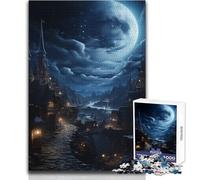 Puzzle da 1000 pezzi per adolescenti, collina illuminata dalla luna, bellissimo gioco di design, migliora la memoria, regalo di compleanno, dimensioni 38x52cm