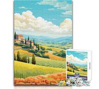 Puzzle da 1000 pezzi per adolescenti, colline italiane tranquille, design toscano, gioco di sfida difficile, regalo per compleanni, dimensioni 50x75cm