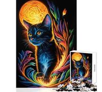 Puzzle da 1000 pezzi per adolescenti colorati a forma di gatto e luna giocattoli antistress regali di Babbo Natale segreto gioco impossibile aiuta a esercitare il cervello dimensioni 38x52cm