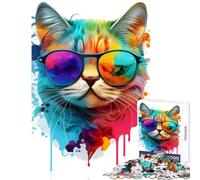 Puzzle da 1000 pezzi per adolescenti coloratissimi gatti e animali da dipingere giocattoli fai da te fantastici regali e giocattoli gioco pratico attività divertenti a casa dimensioni 38x26cm