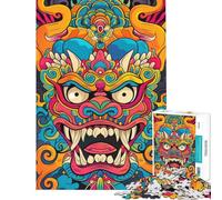 Puzzle da 1000 pezzi per adolescenti colorato con maschera Oni demoniaca giapponese puzzle per adulti giochi rilassanti decorazione perfetta ideale come regalo (dimensioni 38x52cm)