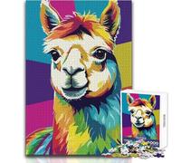 Puzzle da 1000 pezzi per adolescenti,colorato ritratto pop art di alpaca,tranquillo,piacevole,divertente,per il tempo libero,stretto,senza cuciture,di precisione,dimensioni del giocattolo: 38x52cm