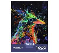 Puzzle Da 1000 Pezzi Per Adolescenti Colorful Bird Painting on Black Background Puzzle Per Adulti Giocattoli Fai Da Te Corsa Di Velocità Manuale Regali Unici Per Compleanno E Natale 52x38cm/1000pcs