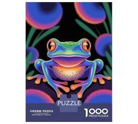Puzzle Da 1000 Pezzi Per Adolescenti Colorful Frog Illustration on Black Background Puzzle Per Adolescenti Gioco Rompicapo Regali Per Donne Attività Divertenti A Casa 38x26cm/1000pcs