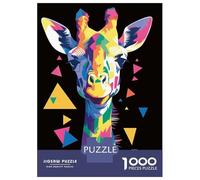 Puzzle Da 1000 Pezzi Per Adolescenti Colorful Geometric Giraffe Portrait Puzzle Per Adulti Giocattoli Fai Da Te Taglio Di Precisione Aiutano Ad Allenare Il Cervello 70x50cm/1000pcs