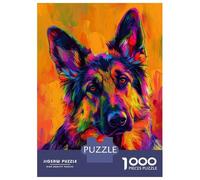 Puzzle Da 1000 Pezzi Per Adolescenti Colorful German Shepherd Portrait Puzzle Per Adulti Gioco Rompicapo Assemblaggio Di Modelli Regali Di Compleanno E Unici 38x26cm/1000pcs
