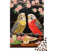 Puzzle Da 1000 Pezzi Per Adolescenti Colorful Parrots with Flowers-2 Puzzle Per Adolescenti Gioco Rompicapo Regali Per Donne Attività Divertenti A Casa 38x26cm/1000pcs