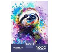 Puzzle Da 1000 Pezzi Per Adolescenti Colorful Sloth Wall Art Print Puzzle Antistress Ma Divertente E Spiritoso Regali Unici Per Compleanno E Natale 52x38cm/1000pcs