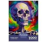 Puzzle Da 1000 Pezzi Per Adolescenti Colorful Smoking Skull Painting Puzzle Giochi Rilassanti Analisi E Logica Riduzione Dello Stress Regali 70x50cm/1000pcs