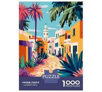 Puzzle Da 1000 Pezzi Per Adolescenti Colorful Tropical Mediterranean European Town Minimalist Art Illustration Puzzle Per Adulti Gioco Per Famiglie Antistress Regali Di Compleanno E Unici 52x38cm/1000