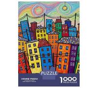 Puzzle Da 1000 Pezzi Per Adolescenti Colorful Whimsical Cityscape Painting Puzzle Per Adulti Giochi Rilassanti Regalo Di Compleanno Regali Per Amici E Familiari 52x38cm/1000pcs