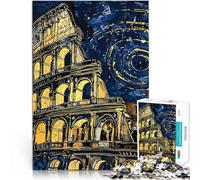 Puzzle da 1000 pezzi per adolescenti Colosseo di Roma di notte Giochi educativi Decorazione della casa con poster abbinato e foglio di quiz 75x50cm