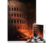 Puzzle da 1000 pezzi per adolescenti Colosseo in fiamme Decorazione per la casa Giocattoli Opere d'arte Regalo Giochi divertenti Allena il tuo cervello e le tue mani Dimensioni 38x52cm