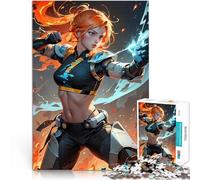 Puzzle da 1000 pezzi per adolescenti Combattente cyborg mech feroce che brandisce la magia del fuoco in azione Giocattoli antistress Opera d'arte 38x26cm