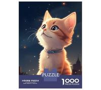 Puzzle Da 1000 Pezzi Per Adolescenti Comic Cat At Night Puzzle Per Adolescenti Giocattoli Fai Da Te Corsa Di Velocità Manuale Regali Unici Per Compleanno E Natale 52x38cm/1000pcs
