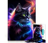 Puzzle da 1000 pezzi per adolescenti con affascinante gatto nero fantasy,gioco di incastri fini,divertente e stimolante per la mente,ideale come regalo di compleanno (38x52cm)