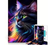 Puzzle da 1000 pezzi per adolescenti con affascinante gatto nero fantasy,gioco di incastri fini,divertente e stimolante per la mente,ideale come regalo di compleanno (38x26cm)