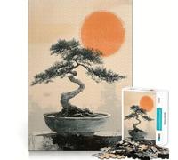 Puzzle da 1000 pezzi per adolescenti con albero bonsai tradizionale giapponese e sole, gioco dai bordi netti, rompicapo cognitivo, gioco di ozio, regalo di Natale (38x52cm)