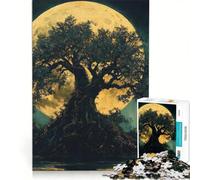 Puzzle da 1000 pezzi per adolescenti con albero e luna piena, gioco rilassante, decompressione intellettuale, regalo di compleanno e unico 50x75cm