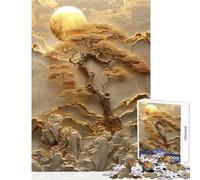 Puzzle da 1000 pezzi per adolescenti con albero in foglia d'oro e montagne giochi per famiglie divertimento in famiglia giocattoli antistress che migliorano l'amore tra le coppie (26x38cm)