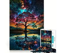 Puzzle da 1000 pezzi per adolescenti con albero riflesso in una galassia intagli precisi arte per l'allenamento della concentrazione divertente gioco per i momenti di tranquillità regalo di Natale