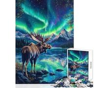 Puzzle da 1000 pezzi per adolescenti con alce sotto l'aurora boreale puzzle per adulti giocattolo decorativo da parete divertente e spiritoso ottimo regalo per gli appassionati di videogiochi