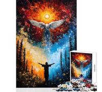 Puzzle da 1000 pezzi per adolescenti con ali d'angelo e sole gioco interattivo di taglio di precisione giocattolo antistress per rafforzare l'amore tra le coppie (52x38cm)