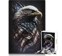 Puzzle da 1000 pezzi per adolescenti con aquila americana sulla bandiera degli Stati Uniti, gioco stimolante, giocattoli, decorazione da parete, regalo per compleanni, dimensioni 50x75cm