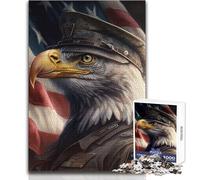 Puzzle da 1000 pezzi per adolescenti con aquila e bandiera americana, rilassante, per il tempo libero, preciso, ad incastro, di precisione, dimensioni: 50x75cm