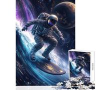 Puzzle da 1000 pezzi per adolescenti con astronauta che fa surf giocattoli antistress fantastici regali e giocattoli gioco rompicapo allena il cervello e le mani dimensioni 50x75cm