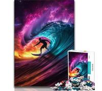 Puzzle da 1000 pezzi per adolescenti con astronauta che fa surf nello spazio, aiuta il cervello a esercitare i giocattoli avvincenti per coltivare la pazienza, un'opera d'arte 50x75cm