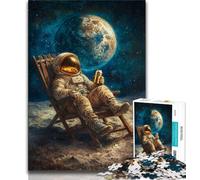 Puzzle da 1000 pezzi per adolescenti con astronauta seduto sulla luna 1000 pezzi per adulti regali presente e regalo per amanti o amici (50x75cm)