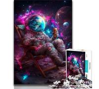 Puzzle da 1000 pezzi per adolescenti con astronauta seduto sulla luna, aiuta il cervello a esercitare i giocattoli avvincenti per coltivare la pazienza, un'opera d'arte 50x75cm