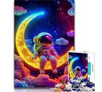 Puzzle da 1000 pezzi per adolescenti con astronauta seduto sulla luna, difficile da completare ma divertente e umoristico, regalo di compleanno, regali, arte murale (75x50cm)